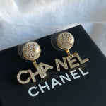 CHANEL Earrings Pearl CHA NEL Light Gold Crystal Earring -Knockoff
