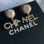 CHANEL Earrings Pearl CHA NEL Light Gold Crystal Earring -Knockoff
