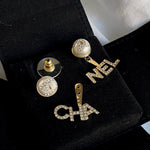 CHANEL Earrings Pearl CHA NEL Light Gold Crystal Earring -Knockoff
