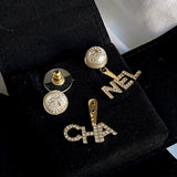 CHANEL Earrings Pearl CHA NEL Light Gold Crystal Earring -Knockoff
