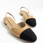 CHANEL Flats Chanel Black Beige Cap Toe Slingback Flats- Size 38.5 -Knockoff
