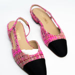 CHANEL Flats Chanel Tweed Slingbacks Size 36/5.5 Pink / Black -Knockoff
