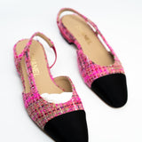 CHANEL Flats Chanel Tweed Slingbacks Size 36/5.5 Pink / Black -Knockoff
