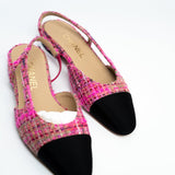 CHANEL Flats Chanel Tweed Slingbacks Size 36/5.5 Pink / Black -Knockoff
