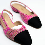 CHANEL Flats Chanel Tweed Slingbacks Size 36/5.5 Pink / Black -Knockoff
