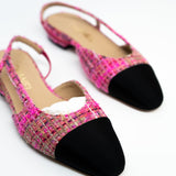 CHANEL Flats Chanel Tweed Slingbacks Size 36/5.5 Pink / Black -Knockoff
