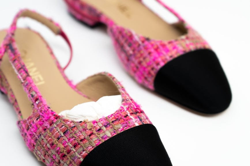 CHANEL Flats Chanel Tweed Slingbacks Size 36/5.5 Pink / Black -Knockoff
