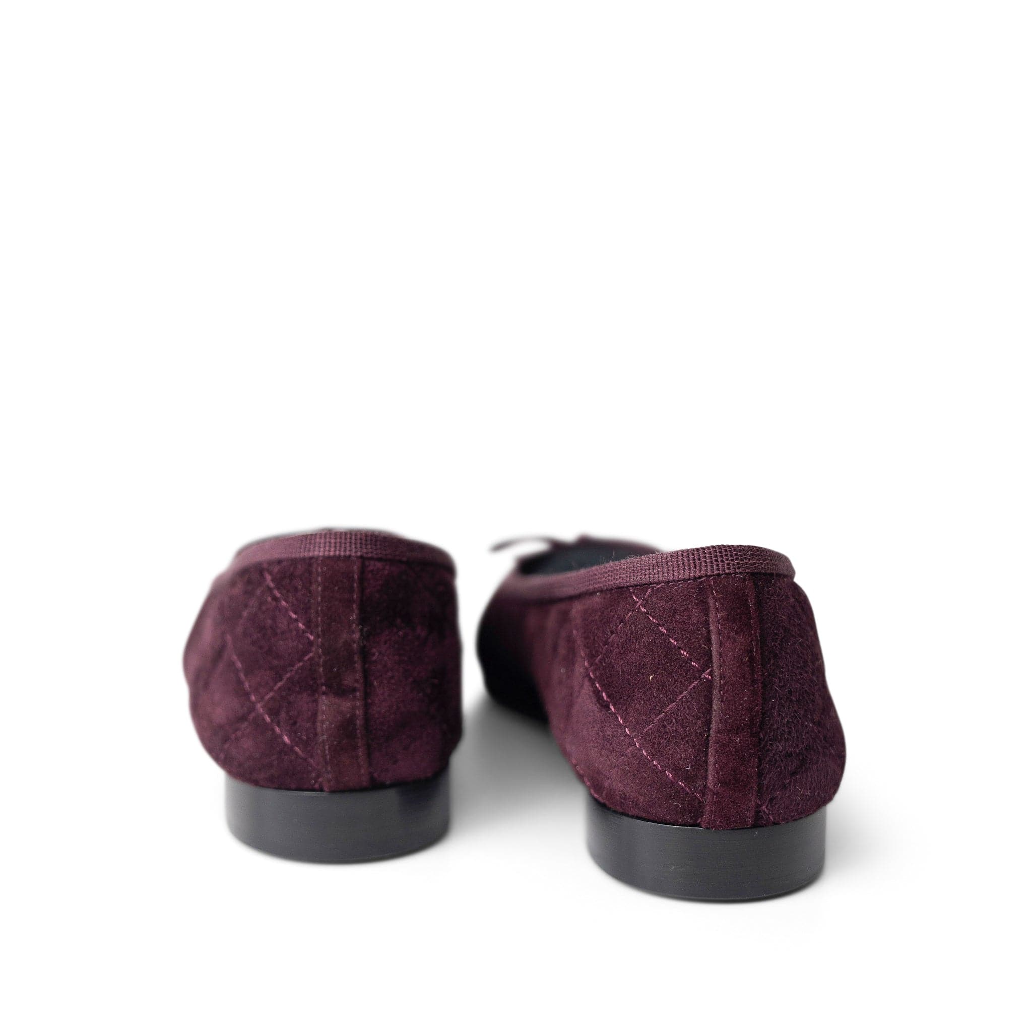 CHANEL Flats Purple 19K CC Suede Ballerina Flats Burgundy 35.5 / 5 -Knockoff
