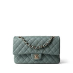 CHANEL Green 22C Dark Green Caviar Quilted Classic Flap Medium Light Gold Hardware -Knockoff
