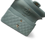 CHANEL Green 22C Dark Green Caviar Quilted Classic Flap Medium Light Gold Hardware -Knockoff
