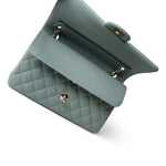 CHANEL Green 22C Dark Green Caviar Quilted Classic Flap Medium Light Gold Hardware -Knockoff
