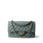 CHANEL Green 22C Dark Green Caviar Quilted Classic Flap Medium Light Gold Hardware -Knockoff
