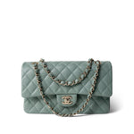 CHANEL Green 22C Dark Green Caviar Quilted Classic Flap Medium Light Gold Hardware -Knockoff
