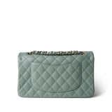 CHANEL Green 22C Dark Green Caviar Quilted Classic Flap Medium Light Gold Hardware -Knockoff
