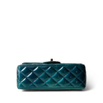 CHANEL Green 23P Multi Tone Green Patent Quilted Mini Rectangular Flap Light Gold Hardware -Knockoff
