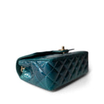 CHANEL Green 23P Multi Tone Green Patent Quilted Mini Rectangular Flap Light Gold Hardware -Knockoff
