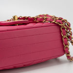 CHANEL Handbag 15s Pink Lambskin Chevron Mini Rectangular Flap Aged Gold Hardware -Knockoff
