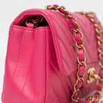 CHANEL Handbag 15s Pink Lambskin Chevron Mini Rectangular Flap Aged Gold Hardware -Knockoff
