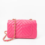 CHANEL Handbag 15s Pink Lambskin Chevron Mini Rectangular Flap Aged Gold Hardware -Knockoff
