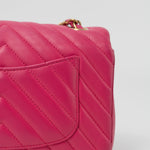 CHANEL Handbag 15s Pink Lambskin Chevron Mini Rectangular Flap Aged Gold Hardware -Knockoff
