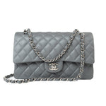 CHANEL Handbag 17B Grey Caviar Quilted Classic Flap Medium Silver Hardware -Knockoff
