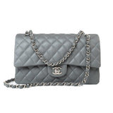 CHANEL Handbag 17B Grey Caviar Quilted Classic Flap Medium Silver Hardware -Knockoff
