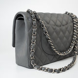 CHANEL Handbag 17B Grey Caviar Quilted Classic Flap Medium Silver Hardware -Knockoff
