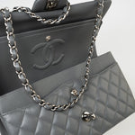 CHANEL Handbag 17B Grey Caviar Quilted Classic Flap Medium Silver Hardware -Knockoff
