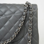 CHANEL Handbag 17B Grey Caviar Quilted Classic Flap Medium Silver Hardware -Knockoff
