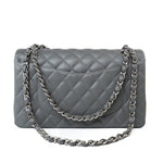 CHANEL Handbag 17B Grey Caviar Quilted Classic Flap Medium Silver Hardware -Knockoff
