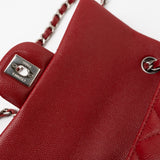 CHANEL Handbag 17B Mini Rectangular Red Caviar Quilted Flap Silver Hardware’s -Knockoff
