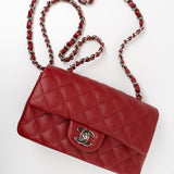 CHANEL Handbag 17B Mini Rectangular Red Caviar Quilted Flap Silver Hardware’s -Knockoff
