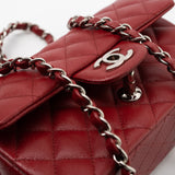 CHANEL Handbag 17B Mini Rectangular Red Caviar Quilted Flap Silver Hardware’s -Knockoff
