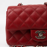 CHANEL Handbag 17B Mini Rectangular Red Caviar Quilted Flap Silver Hardware’s -Knockoff
