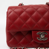 CHANEL Handbag 17B Mini Rectangular Red Caviar Quilted Flap Silver Hardware’s -Knockoff
