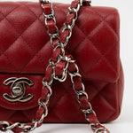 CHANEL Handbag 17B Mini Rectangular Red Caviar Quilted Flap Silver Hardware’s -Knockoff
