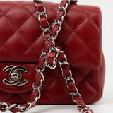 CHANEL Handbag 17B Mini Rectangular Red Caviar Quilted Flap Silver Hardware’s -Knockoff
