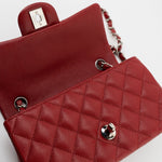 CHANEL Handbag 17B Mini Rectangular Red Caviar Quilted Flap Silver Hardware’s -Knockoff
