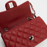 CHANEL Handbag 17B Mini Rectangular Red Caviar Quilted Flap Silver Hardware’s -Knockoff
