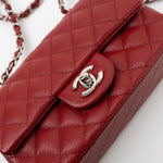 CHANEL Handbag 17B Mini Rectangular Red Caviar Quilted Flap Silver Hardware’s -Knockoff
