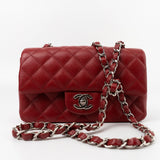 CHANEL Handbag 17B Mini Rectangular Red Caviar Quilted Flap Silver Hardware’s -Knockoff
