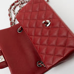 CHANEL Handbag 17B Mini Rectangular Red Caviar Quilted Flap Silver Hardware’s -Knockoff
