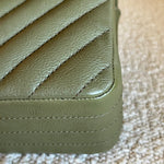 Chanel Handbag 17C Khaki Green Chevron Calfskin Mini Rectangular Flap Brushed GHW -Knockoff
