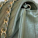 Chanel Handbag 17C Khaki Green Chevron Calfskin Mini Rectangular Flap Brushed GHW -Knockoff
