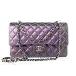 CHANEL Handbag 17S Purple Iridescent Lambskin Quilted Classic Flap Medium -Knockoff
