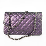 CHANEL Handbag 17S Purple Iridescent Lambskin Quilted Classic Flap Medium -Knockoff
