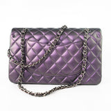 CHANEL Handbag 17S Purple Iridescent Lambskin Quilted Classic Flap Medium -Knockoff
