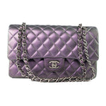 CHANEL Handbag 17S Purple Iridescent Lambskin Quilted Classic Flap Medium -Knockoff
