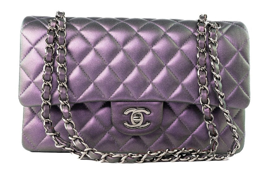 CHANEL Handbag 17S Purple Iridescent Lambskin Quilted Classic Flap Medium -Knockoff
