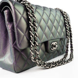 CHANEL Handbag 17S Purple Iridescent Lambskin Quilted Classic Flap Medium -Knockoff
